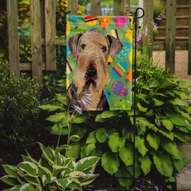 Caroline's Treasures SC9453GF Airedale Easter Eggtravaganza Garden Flag Mailbox Flag Decorative Yard Flag Banner Outside Patio Artwork Yard Flower Beds, Garden Size, Multicolor