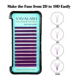 VAVALASH Colored Easy Fan Eyelash Extensions 0.07 C Curl 8-15mm Mixed Tray Violet Self Fanning Lashes 2D-10D Colorful Volume lash extensions（Violet,0.07-C-8-15 Mix）