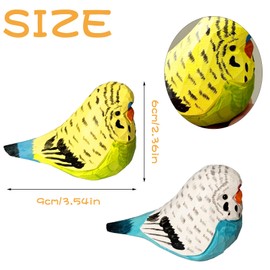 LWINGFLYER Hand-Carved Wooden Budgerigar Figurines - Realistic Bird Figurine, Vibrant Hand-Painted Home Decor, Unique Gift for Bird Lovers (3.5" L x 2.3" H) (Blue)