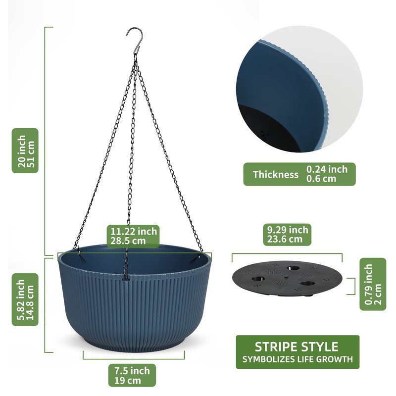 Dexceder 11.2 Inch Self Watering Hanging Planters Indoor Outdoor, Thickened