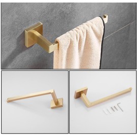 Housler® Brushed Brass (Gold) Square Bathroom accessories (Sq.BB.TOWEL RING (bar))