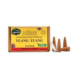 Bless International YLANG-YLANG Incense-Cones Handmade Hand-Dipped Organic-Chemicals-Free for Purification-Relaxation-Positivity-Yoga-Meditation The-Best-scents (20 Count)