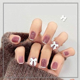 KDDOM 12 Pcs 3D Nail Decoration Resin Bow Nail Rhinestones Bowknot for DIY Nail Art Accessories