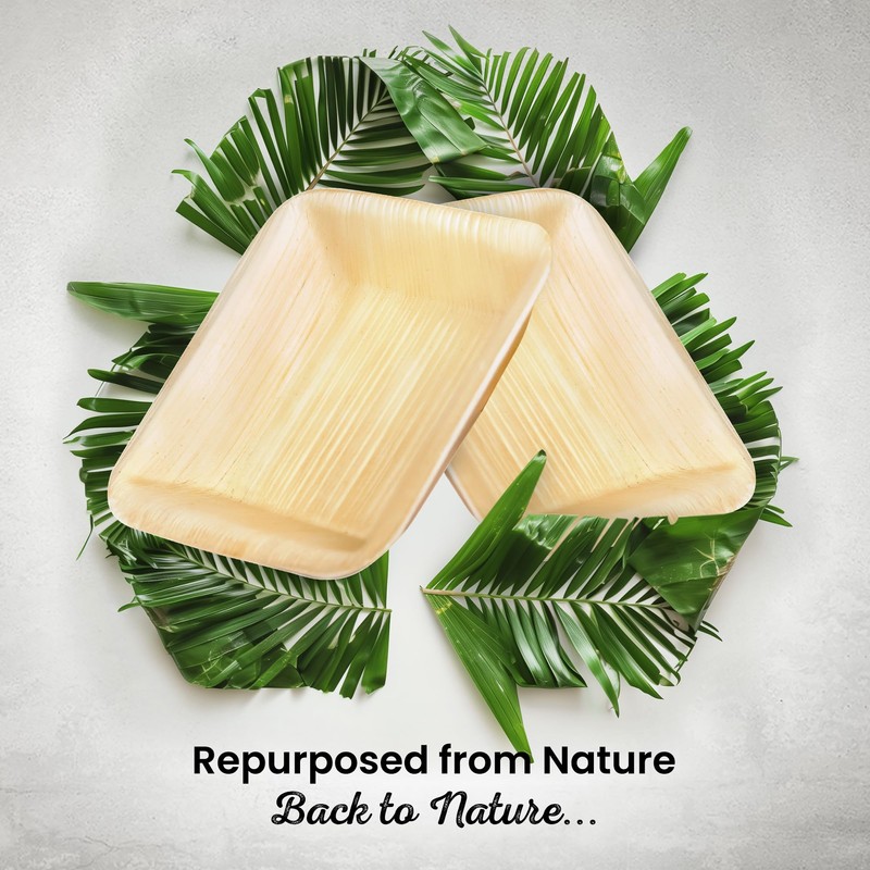 ECO Leaf 25 Disposable Palm Leaf Square Bowls, 3.5" (9cm),