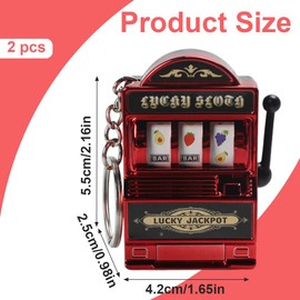 WeddHuis Mini Slot Machine Keychain, Mini Casino Lucky Charm Jackpot Keychain, Creative Car Decoration Keychain, Kids Funny Gag Toys for Young Men (Red)