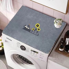 Washer and Dryer Covers Washing Machine Top Cover Dust-Proof Washer And Dryer Top Covers Anti-Slip Fridge Dust Cover 24In x 20In /60cm x 50cm - Grey
