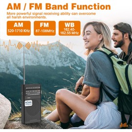 Goodes NOAA Weather Radio with Best Reception, AM FM Portable Radio with 2 AA Battery-Operated, Loud Speaker, Transistor Antenna, Headphone Jack, Perfect for Home, Outdoor, and Emergency Use-Black