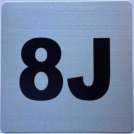 Apartment number 8J sign - UNIT NUMBER 8J SIGN (SILVER, SIZE 4x4 inch, DOUBLE SIDED TAPE) -Broadway Line