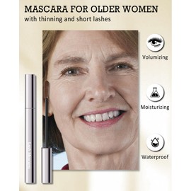 Brown Mascara for Older Women 60 Plus, Volumizing Mascara Volume and Length for Mature Women with Thinning Lashes, Hypoallergenic Prime Mascara, Long-Lasting Waterproof Makeup for Sensitive Eyes-02