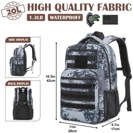 Kids Tactical Backpack Army Molle Bookbag Military Boys Backpack for School, Outdoor, Camping, Black Digital Camo, Tactical
