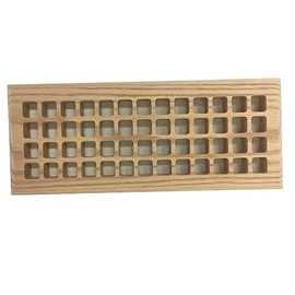 4 Inch x 12 Inch Red Oak Hardwood Vent Floor Register Surface Mount, Eggcrate Style, Unfinished
