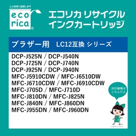 Eco Lica Brother EC-LC124PKA (ECI-BR124P/BOX) Remanufactured Ink 4 Color Pack (ECI-BR124P/BOX) Compatible with Remaining Level Indicator
