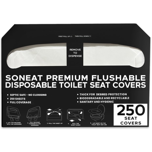 SoNeat Disposable Toilet Seat Cover- 250 Sheets of XL Half-Fold