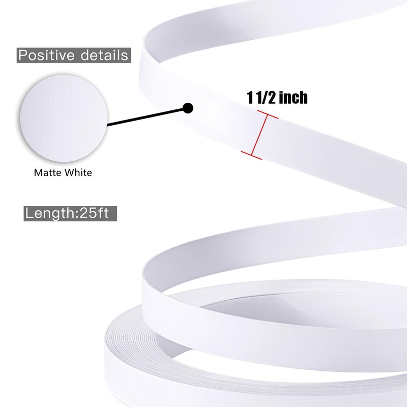 ZYJT PVC Edge Banding, 1 1/2" x 25ft Matt White