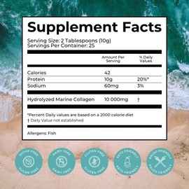 BOMBSHELL Marine | Wild Caught, Hydrolyzed, Marine Collagen Peptides Powder Supplement for Skin Hair Nail Joint, 8.8oz