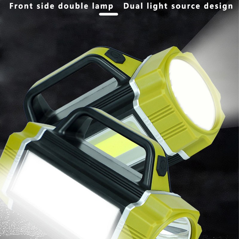 Solar Flashlight Front Side Lighting 6 Gear Super Bright USB