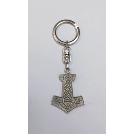 lazzaro italy Thor Hammer, Silver plated VIKINGS Keyring Mjöllnir. Celtic Amulet for Strength and Protection. Gift idea for Fantasy and Cosplay lovers. Unique craft model. Pendant H 1,77 In