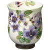 Kyoto Ware KTA576-02 Kiyomizu Ware Ceramic Kiln Teacup, Small, White Kake, Purple Grass Flower