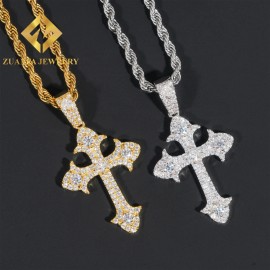 New Arrival Hip Hop Pass Diamond Tester Iced Out Fire Jewelry 925 Sterling Silver Fashion Cross Pendant Necklaces Charms for MenColor: Silver