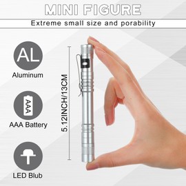 Hortsun 20 Pcs Mini Pen Light Flashlights Christmas Gifts for Men Pocket Flashlights Pen with Clip Small LED Handheld Slim Torches Without Battery(5.12 Inch,Silver White)
