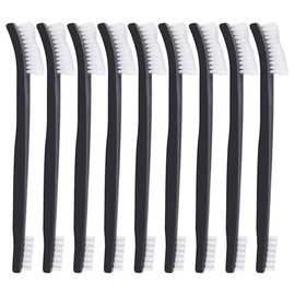 NHBETYS 9 pcs Double-Ended Nylon Detailing Crevice Brushes Kit, All Purpose Small Cleaning Brush Plastic Stiff Bristles Brushes for Kitchen Corner Gaps Sink Tight Small Space(black)