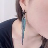 Blue Long Tassel Dangle Earrings for Women Blue Long Crystal