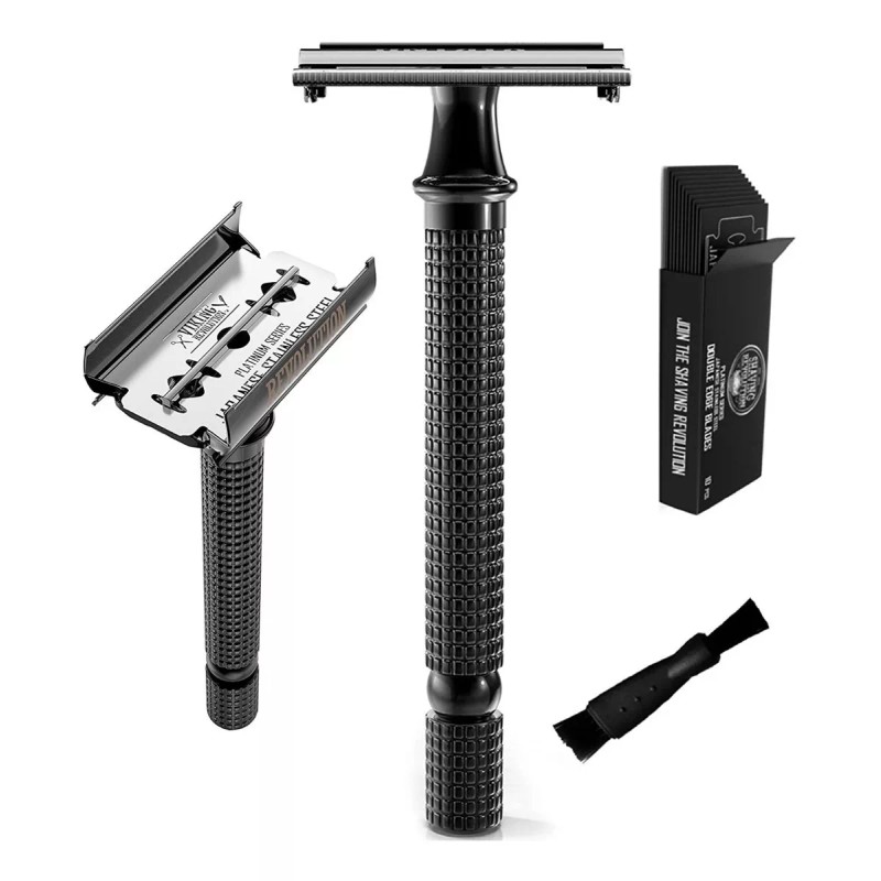Shaving Revolution Rastrillo Doble Filo Con Mango Largo, Acero Inoxidable