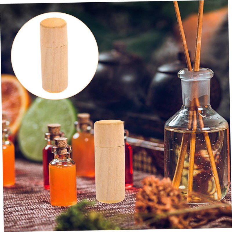 BUGUUYO Essential Oil Wooden Storage Box Round Single Bottle Case