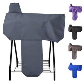 KZWT Waterproof Western Saddle Cover, Studry Protective Coverwith 7 Elastic Straps to Secure fit Each Corners and Fenders,One Size Fits Most Full-Size Western Saddle-Grey