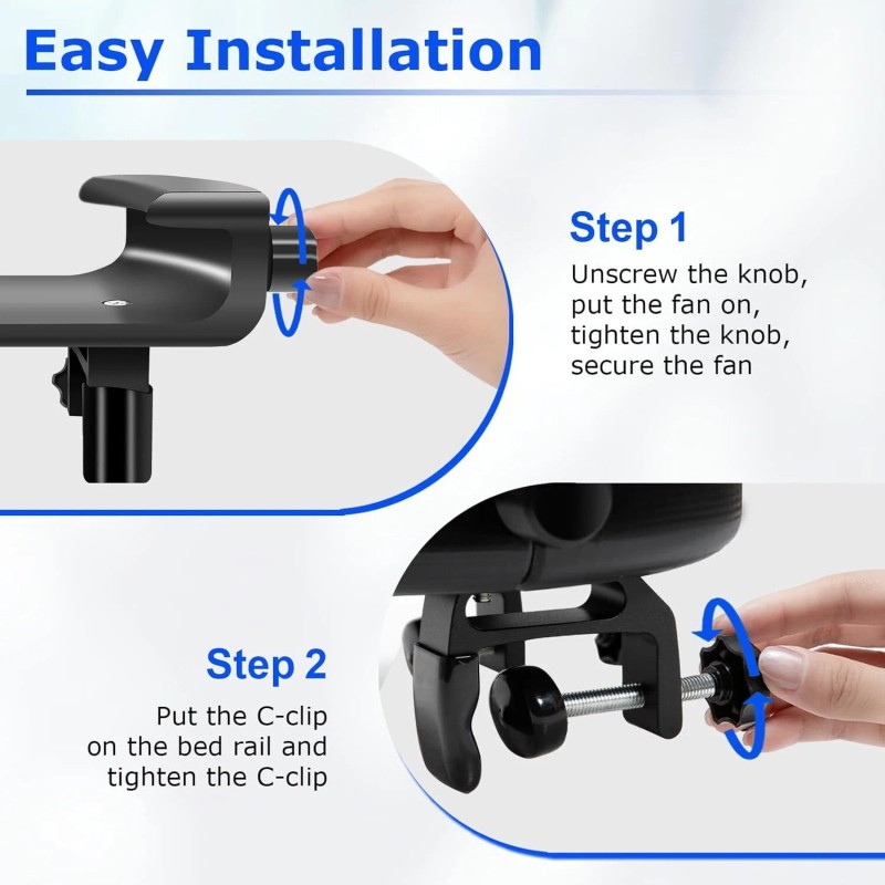 Bedfan Upgrade Bunk Bed Fan Holder, Clip-On Design, Fit for