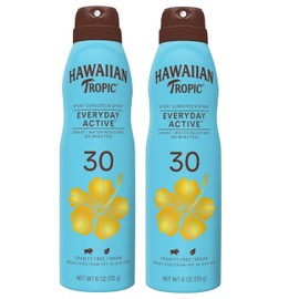 Hawaiian Tropic Everyday Active Clear Spray Sunscreen SPF 30| Hawaiian Tropic Sunscreen Spray SPF 30, Sunblock, Oxybenzone-Free, 6oz each Twin Pack