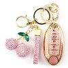 Sparkly Gold Pink Key Fob Cover with Cherry Keychain for