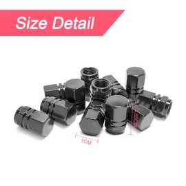CGEAMDY Hexagon Valve Covers Replacement Dust Caps for Car Tyres, Aluminum Car Tire Valve Stem Caps Hexagon, Aluminum Alloy Hexagon Tire Valve Stem Caps with Seal Ring, Valves Stem Cap(Black)