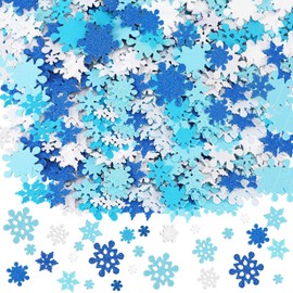 JULBEAR 300 Pieces Foam Stickers Bulk Mini Glitter Self-Adhesive Snowflake Snow Stickers for Arts Crafts Greeting Cards Winter Christmas Decoration Home DIY Supplies (Christmas Snowflake Style)