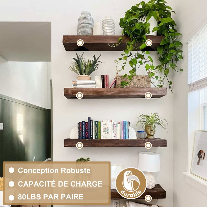 SENENQU Pack of 4 8 cm Floating Shelf Brackets, Invisible
