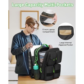 MATEIN Travel Laptop Backpack with Multiple Pockets, Heavy Duty Commuter Backpack Fits 17 Inch Laptop, TSA Large Travel Bag with Shoe Compartment, Water Resistant Padded Computer Rucksack for Outdoor