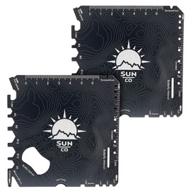 Sun Company ベンチトップコースター（2枚入り）- コースターマルチツール、22の機能、スクリュードライバー、レンチ、定規、ボックスオープナー、ボトルオープナー|キャンプ、バーベキュー、男部屋、作業場のギフト ブラック