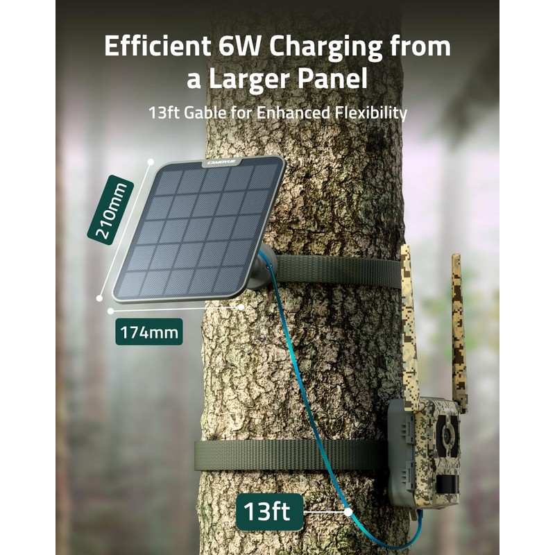CAMOVUE Solar Panel SP-10 for Wildlife Trail Camera, 6W Fast