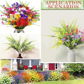 12 Piezas Bundles Mix Color Artificial Flowers, UV Resistant Fake Flowers Artificial Plants,Decoración de arbustos jardín,Ventana Porche Cocina...    