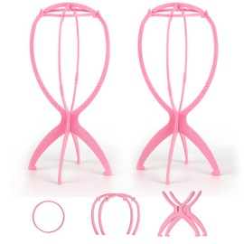 Superhairpieces Wig Stand Portable Wig Stand for Wigs Toupee Hats (Pink) Pack of 2
