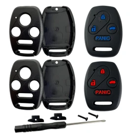 Kyhodsgn Key Fob Cover Shell for Honda 2003 - 2012 Accord 2009-2015 Pilot,3+1Button Keyless Remote Fob Case Kit Fit for 2006-2013 Civic EX 2005-2006 CR-V (Pack of 4)
