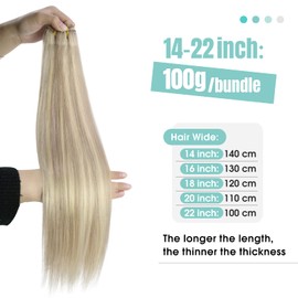 YoungSee Real Hair Wefts, Blonde 40 cm Wefts, Real Hair for Sewing, Blonde Strands, Weaving Extensions, Real Hair Weft Hair Extensions, Hair Wefts, Real Hair, Weave Extensions, Real Hair, 100 g,