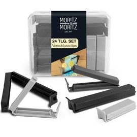 Moritz & Moritz 24 SEAL CLIPS - FREE CONVENIENT BOX - POCKET CLIPS - FOOD STORAGE BAG CLIPS - ALSO SUITABLE AS FREEZER BAG CLIPS