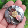 Acxico 2 Pcs Flower Style Handmade Natural Abalone Shell Gemstone