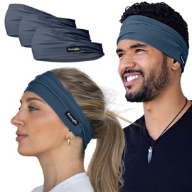 Sweatband for Men and Women - Unisex Non Slip Headband That Wicks Moisture and Eliminates Excess Sweat - Durable & Long-Lasting - Running, Sports, Football, Triathlons, Construction, Yoga, Gym
