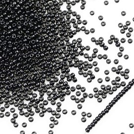 BALABEAD Opaque Black Color Loose Seed Beads About 4000pcs in Box 8/0 Glass Craft Seed Beads for Jewelry Making, Hole 0.7mm (Black)