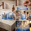 2 Pack 15Oz Blue Q-Tip Holder, Square Thick Glass