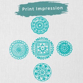 HASHCART® Round and Mandala Wooden Printing Stamps for Block Printing Set of 5, Wood Block Print Stamps for Crafting on Fabric, Clay & Henna Tattoo