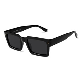 SOJOS Classic Retro Square Polarized Sunglasses Womens Mens, 80s 90s Trendy Rectangle Shades SJ2393, Black/Grey