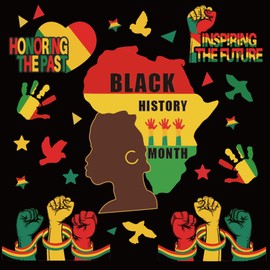 Whaline Black History Month Map Bulletin Board Decoration Set Juneteenth African American Fist Hand Paper Cutouts with 100Pcs Glue Points for Classroom Party Wall Blackboard, 43Pcs